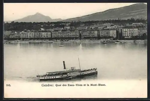 AK Genève, Quai des Eaux-Vives et la Mont-Blanc