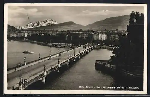 AK Genève, Pont du Mont-Blanc et Ile Rousseau