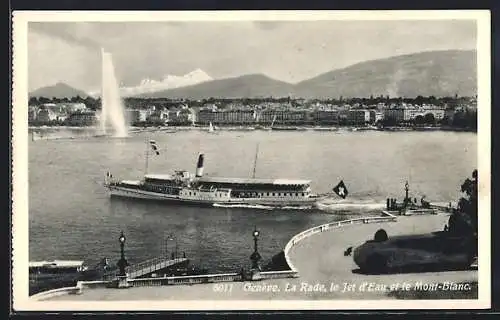 AK Genève, La Rade, le Jet d`Eau et le Mont-Blanc