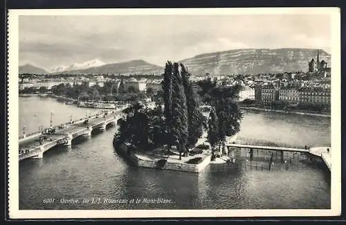 AK Genève, Ile Rousseau et le Mont-Blanc