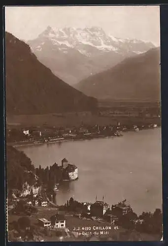 AK Chillon, Teilansicht mit Dent du Midi