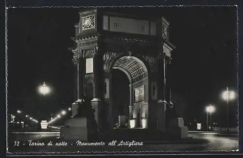 AK Torino, Monumento all` Artigliere di Notte