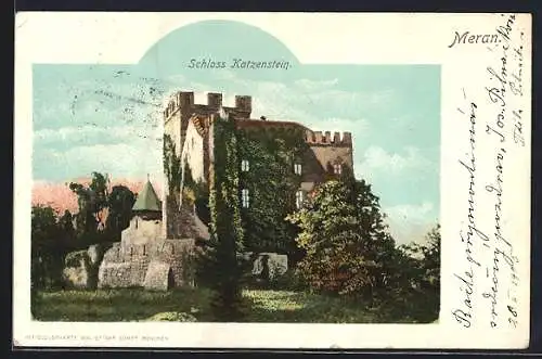 AK Meran, Blick zum Schloss Katzenstein