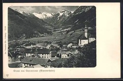 AK Gossensass /Brennerbahn, Panorama mit Kirche