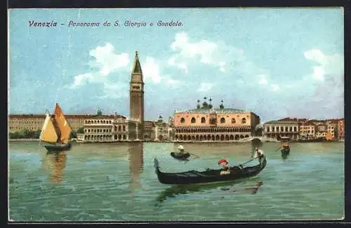 AK Venezia, Panorama da S. Giorgio e Gondola, Segelboot