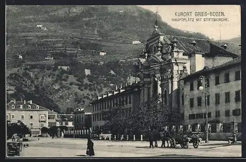 AK Gries-Bozen, Hauptplatz mit Stiftskirche