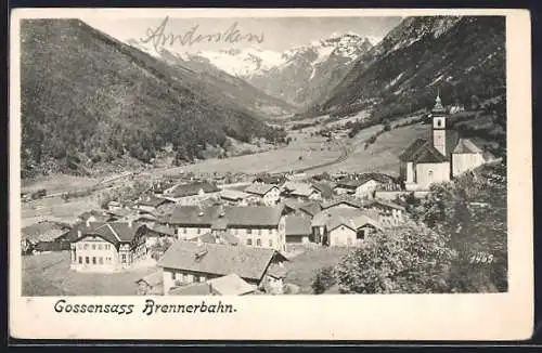 AK Gossensass /Brennerbahn, Ortsansicht mit Blick ins Tal