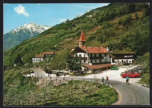 AK Meran-Gratsch, Cafe Kircher Gratsch vom Hügel, Gesamtansicht