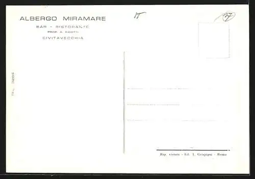 Künstler-AK Civitavecchia, Ristorante Albergo Miramare