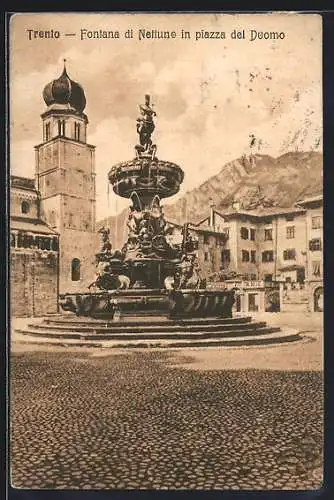 AK Trento, Fontana di Nettuno in piazza del Duomo