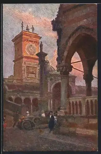 Künstler-AK Udine, Piazza Vittorio Emanuele