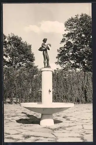 Foto-AK Lauenburg /Elbe, Jugendherberge, Hans im Glück-Brunnen