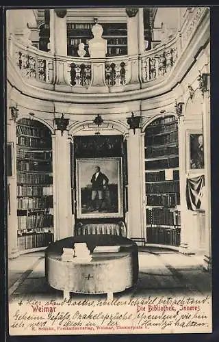 AK Weimar / Thür., Innenansicht der Bibliothek