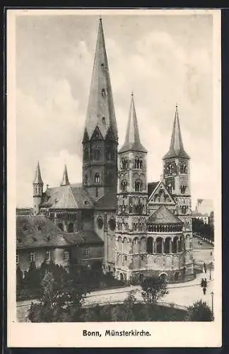 AK Bonn, Münsterkirche aus der Vogelschau