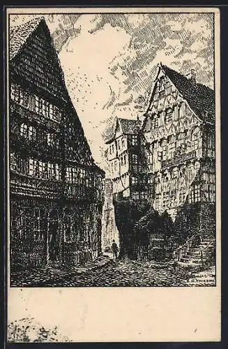 Künstler-AK Hildesheim, Gaststätte Domschenke