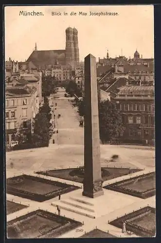 AK München, Obelisk Karolinenplatz mit Max-Joseph-Strasse