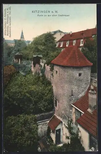 AK Kitzingen a. Main, Partie an der alten Stadtmauer