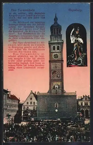 AK Augsburg, das Turamichele und der Perlachturm