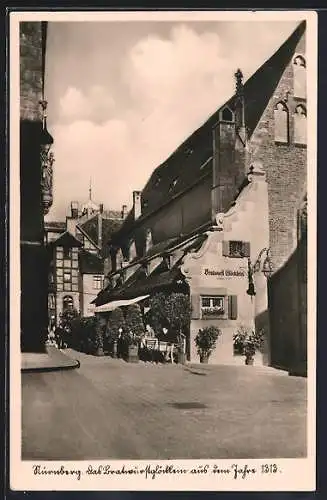 AK Nürnberg, Am Gasthaus Bratwurstglöcklein J. Bauer