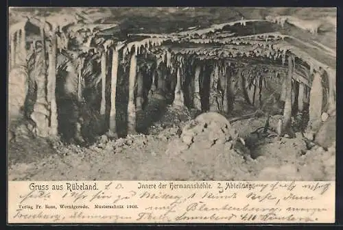 AK Rübeland, Ansicht der II. Abteilung in der Hermannshöhle