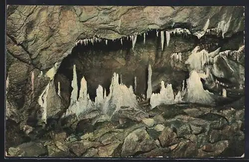 AK Rübeland, Ansicht der Blauen Grotte in der Hermannshöhle