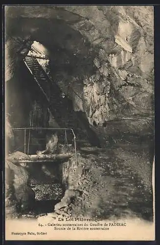 AK Padirac, Galeries souterraines du Gouffre, Source de al Rivière souterraine, Höhle