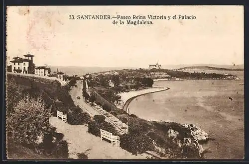 AK Santander, Peseo Reina Victoria y el Palacio de la Magdalena