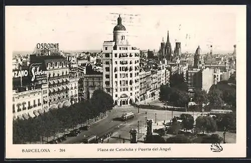 AK Barcelona, Plaza de Cataluna y Puerta dei Angel