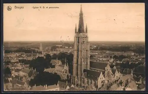 AK Bruges, Eglise N. D. et panorama