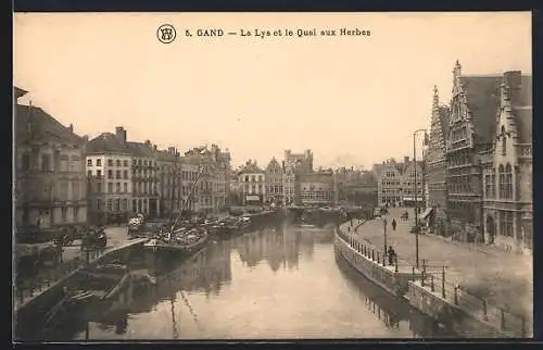 AK Gand, La Lys et le Quai aux Herbes