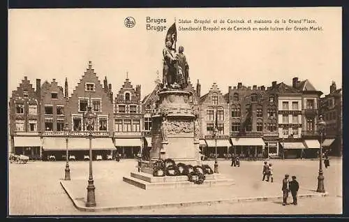 AK Bruges, Statue Breydel et de Coninck et maisons de la Grand`Place