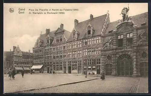 AK Gand / Gent, Place Ste Pharailde et Marché aux Poissons, St. Veerleplein en Vischmarkt