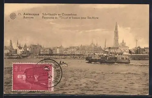 AK Anvers, Panorama de l`Escaut et bateau pour Ste-Anne