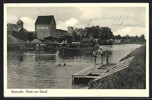 AK Bramsche, Kanal mit Geschäftshaus Eilers