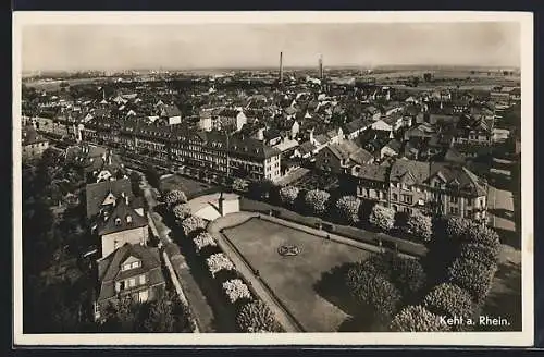 AK Kehl, Stadtblick mit Parkanlage aus der Vogelschau