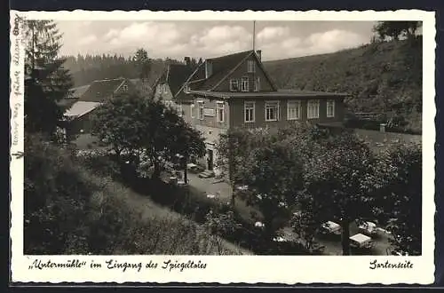 AK Claustal-Zellerfeld, Hotel Untermühle, Eingang des Spiegeltales, Gartenseite