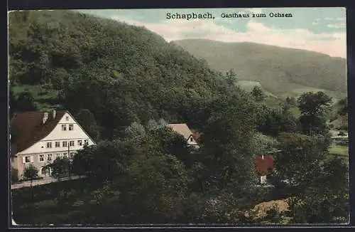 AK Schapbach, Gasthaus zum Ochsen mit Umgebung aus der Vogelschau