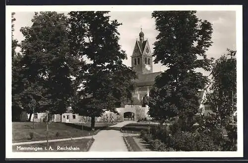 AK Memmingen i. A., Reichshain, Partie mit Mauertor und Kirchturm