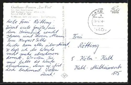 AK Karbach /Hunsrück, Gasthaus-Pension Zur Post, Innenansicht, Ortspartie