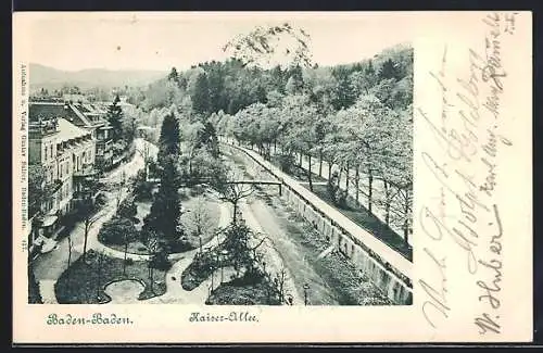 AK Baden-Baden, Kaiser-Allee mit Anlagen aus der Vogelschau