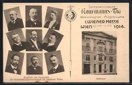 AK Wien, I. Messe 1914, Internationaler Kaufmanns-Tag, Mitglieder des Vorstandes, Gekawe