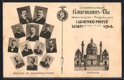 AK Wien, I. Messe 1914, Internationaler Kaufmanns-Tag, Mitglieder des Ausstellungs-Comite