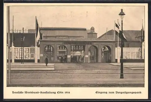 AK Köln, Deutsche Werkbund-Ausstellung 1914, Eingang zum Vergnügungspark