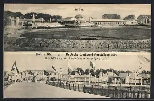 AK Köln a. Rh., Deutsche Werkbund-Ausstellung 1914, Eingang, Stadion