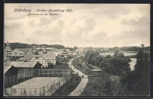 AK Oldenburg, Landes-Ausstellung 1905, Panorama an den Teichen