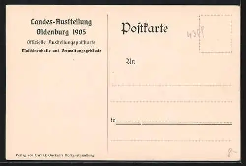 Künstler-AK Oldenburg / O., Landes-Ausstellung 1905, Maschinenallee und Verwaltungsgebäude