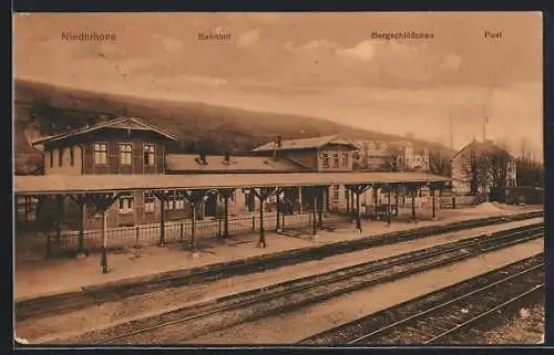 AK Niederhone, Bahnhof, Bergschlösschen, Postamt