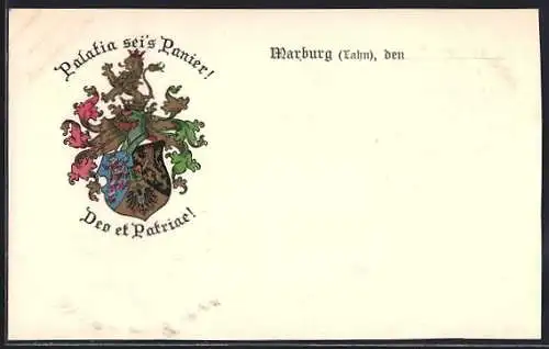 AK Marburg /Lahn, Studentenwappen der Palatia