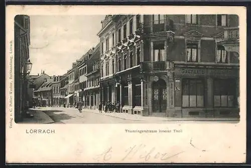 AK Lörrach, Gasthaus an der Thumringerstrasse, innerer Theil