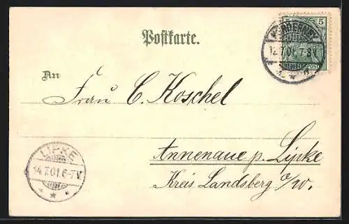 Lithographie Norderney, Victoriastrasse, Dünenhalle, Grosses Logirhaus